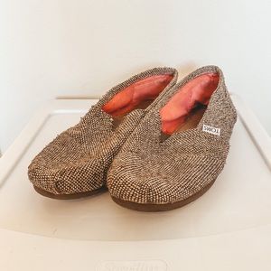 TOMS Classics: Metallic Brown Tweed Shoes ✨